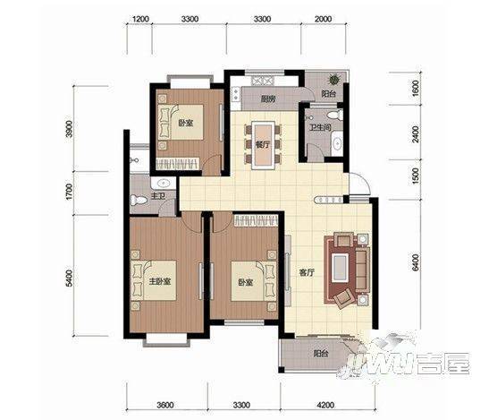 大草小区2室1厅1卫70㎡户型图