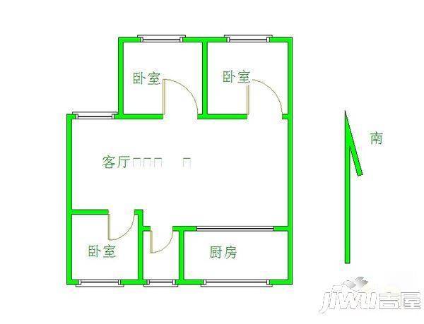 金鑫花园3室2厅2卫125㎡户型图