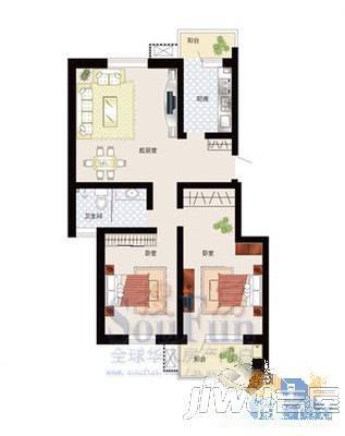 瘦西湖新苑2室1厅1卫70㎡户型图