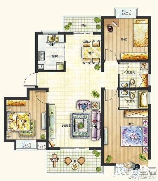 文鹤翠园3室2厅2卫146㎡户型图