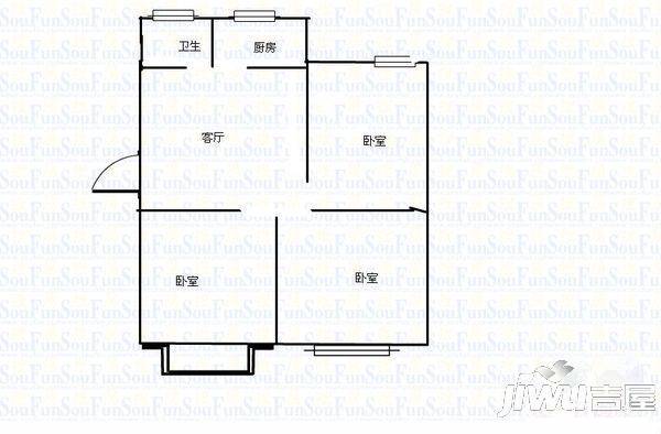 幸福小区2室1厅1卫66㎡户型图