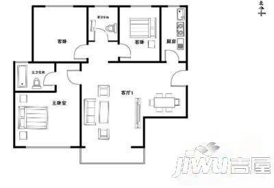 康乐新村3室1厅1卫86㎡户型图