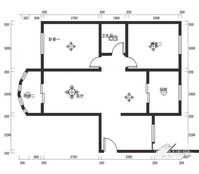 康乐新村3室1厅1卫86㎡户型图