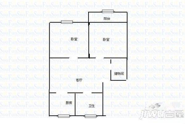 康乐新村3室1厅1卫86㎡户型图