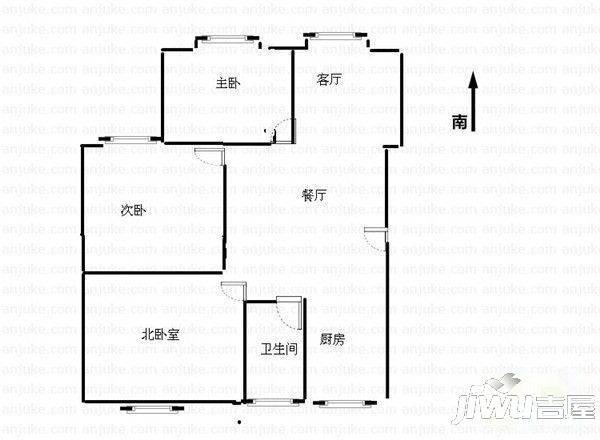 新盛花园2室1厅1卫户型图