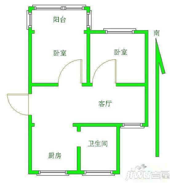 新盛花园2室1厅1卫户型图