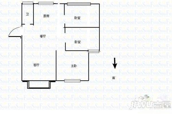 新盛花园2室1厅1卫户型图