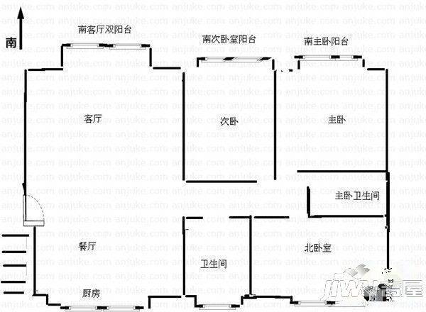 新盛花园2室1厅1卫户型图