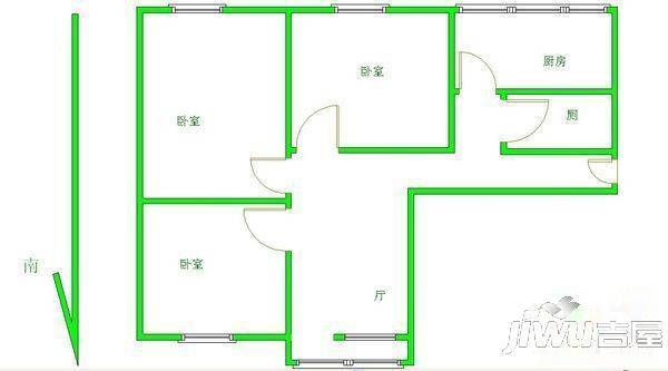 新城花园3室1厅1卫95㎡户型图