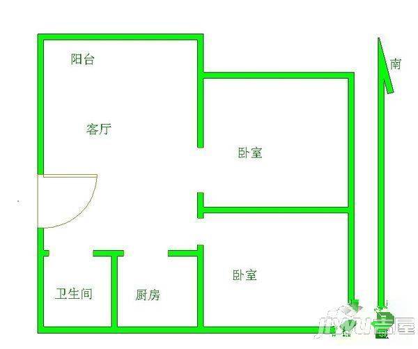 凯莱花园2室2厅1卫74㎡户型图