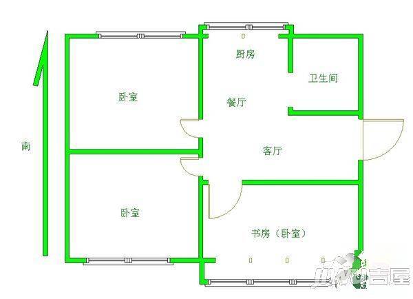 北宝带2室2厅1卫70㎡户型图