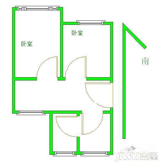 北宝带2室2厅1卫70㎡户型图