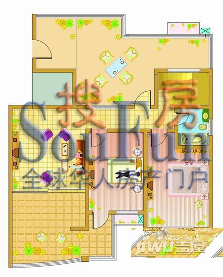 富丽康城3室2厅1卫户型图