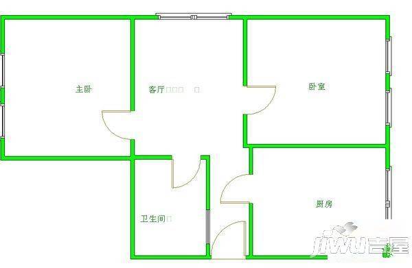 得月苑3室2厅1卫123㎡户型图