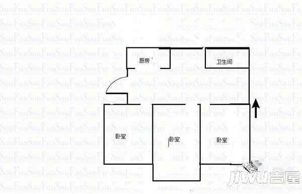 杉湾花园2室2厅1卫80㎡户型图