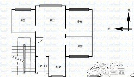 杉湾花园2室2厅1卫80㎡户型图