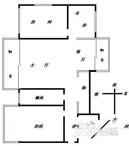 文昌北苑2室1厅1卫62㎡户型图