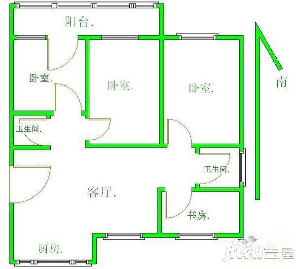 银苑新村3室2厅2卫125㎡户型图