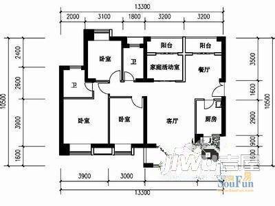 海德庄园1室1厅1卫39㎡户型图