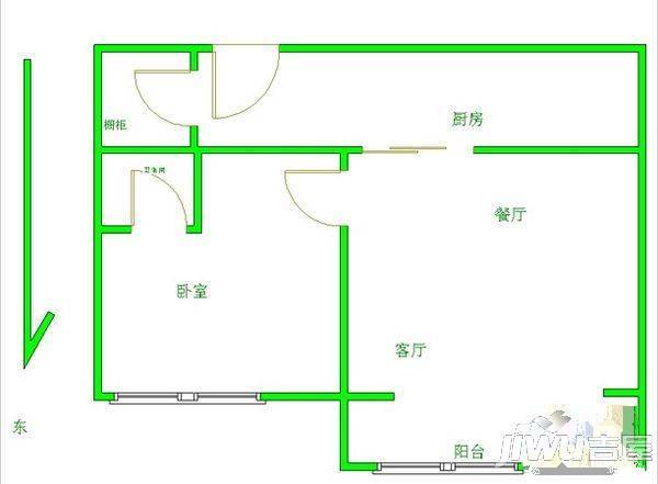 海德庄园1室1厅1卫39㎡户型图