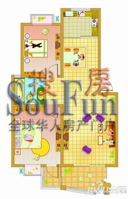 富丽康城3室2厅1卫户型图