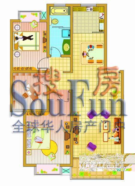 富丽康城3室2厅1卫户型图