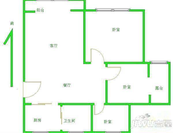 富丽康城3室2厅1卫户型图