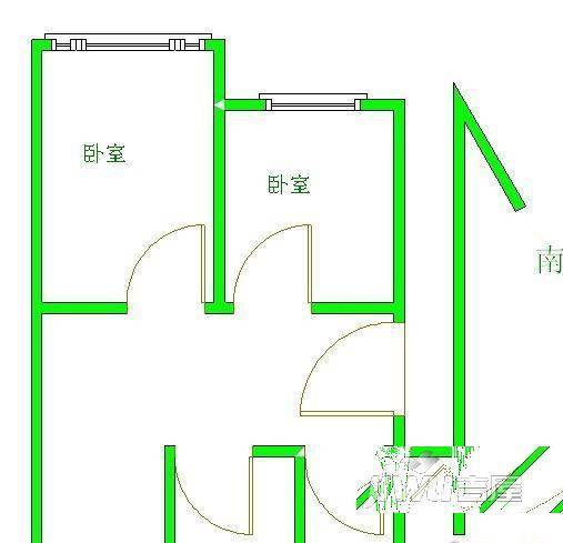 幸福小区2室1厅1卫66㎡户型图