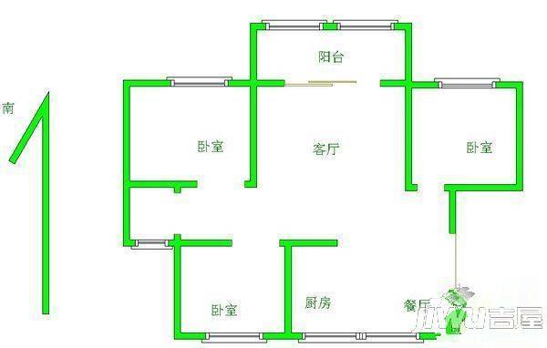 幸福小区2室1厅1卫66㎡户型图