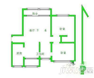 幸福小区2室1厅1卫66㎡户型图