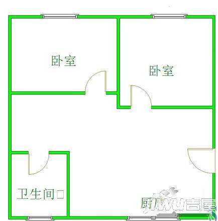 幸福小区2室1厅1卫66㎡户型图