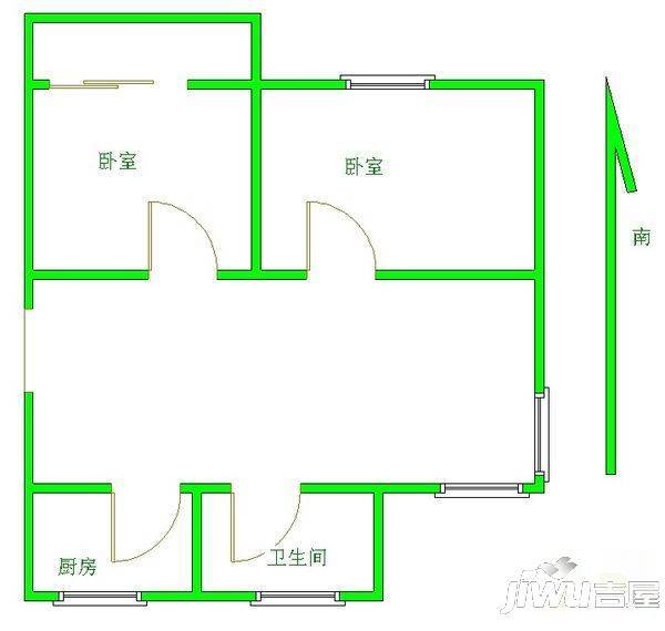 幸福小区2室1厅1卫66㎡户型图