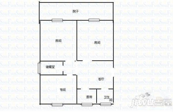 幸福小区2室1厅1卫66㎡户型图