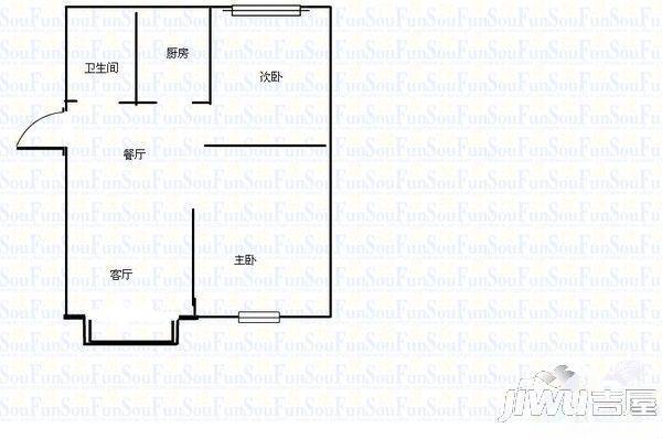 幸福小区2室1厅1卫66㎡户型图