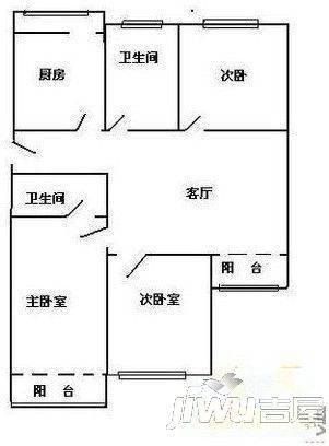 幸福小区2室1厅1卫66㎡户型图