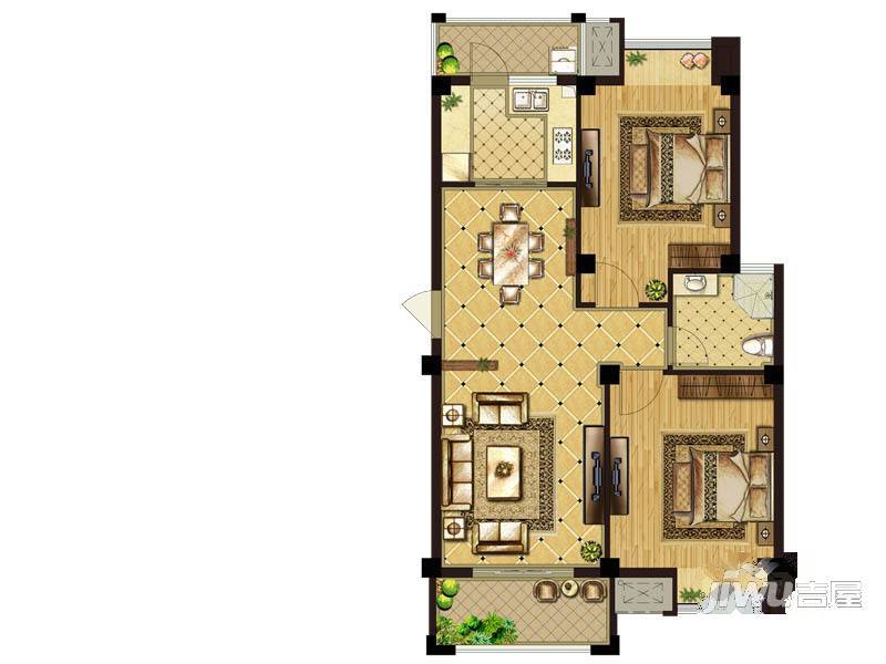 光明朗悦华府2室2厅1卫82.9㎡户型图