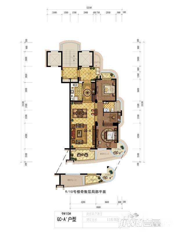 哨兵汤鼎一号2室2厅1卫105㎡户型图