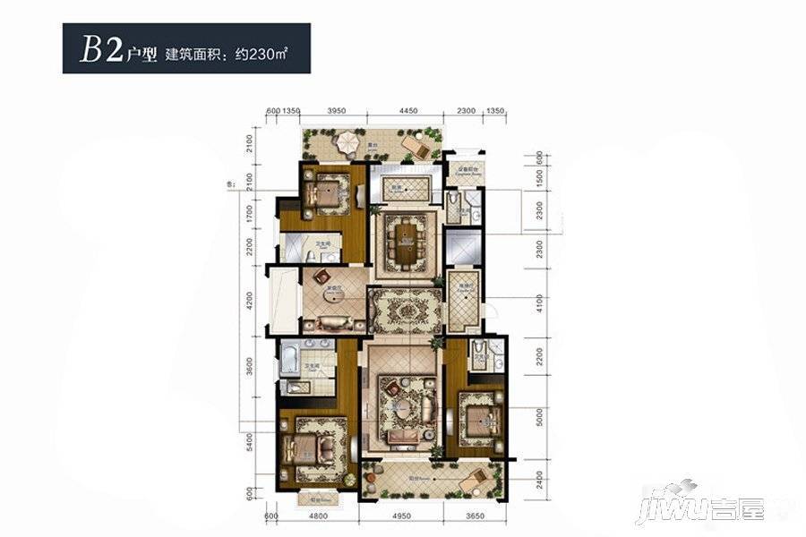 大华西溪风情澄宫3室5厅4卫230㎡户型图