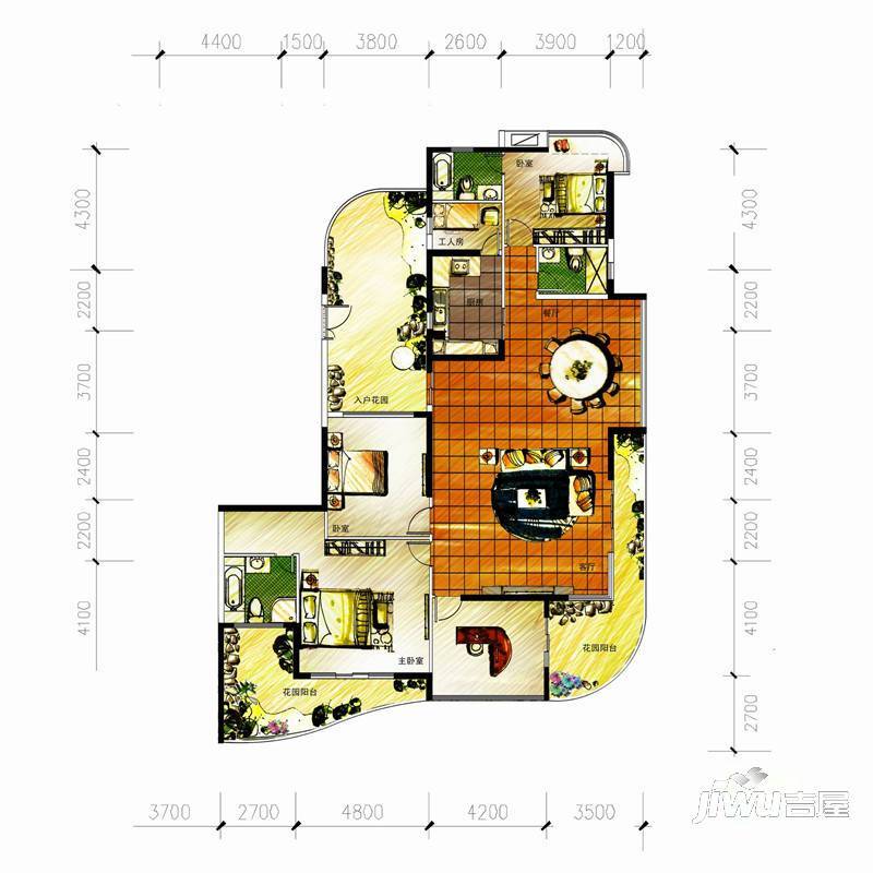 宝德时代华府3室2厅2卫户型图