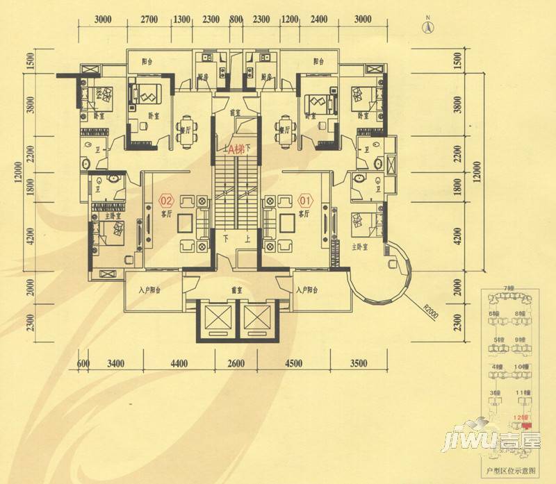 中兴紫麟城5室2厅3卫223㎡户型图