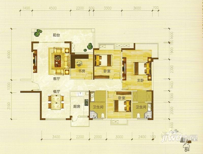 瀚林银座4室2厅2卫140.3㎡户型图