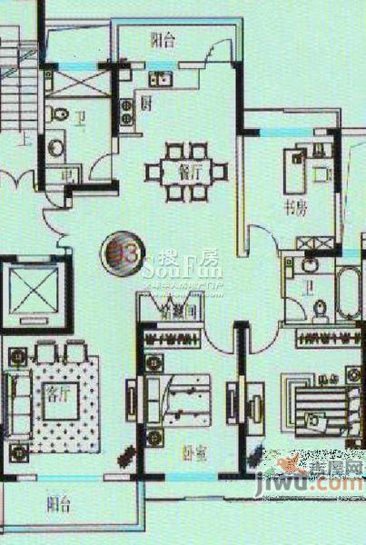 上花园3室2厅0卫户型图