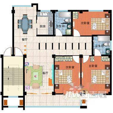 健民巷新村3室2厅2卫户型图