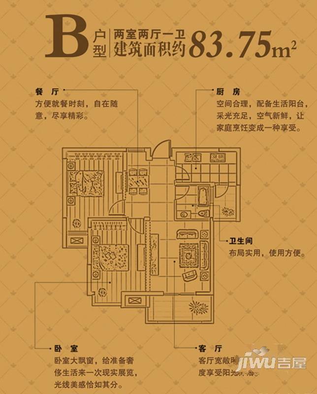 宇业书香名邸普通住宅83.8㎡户型图