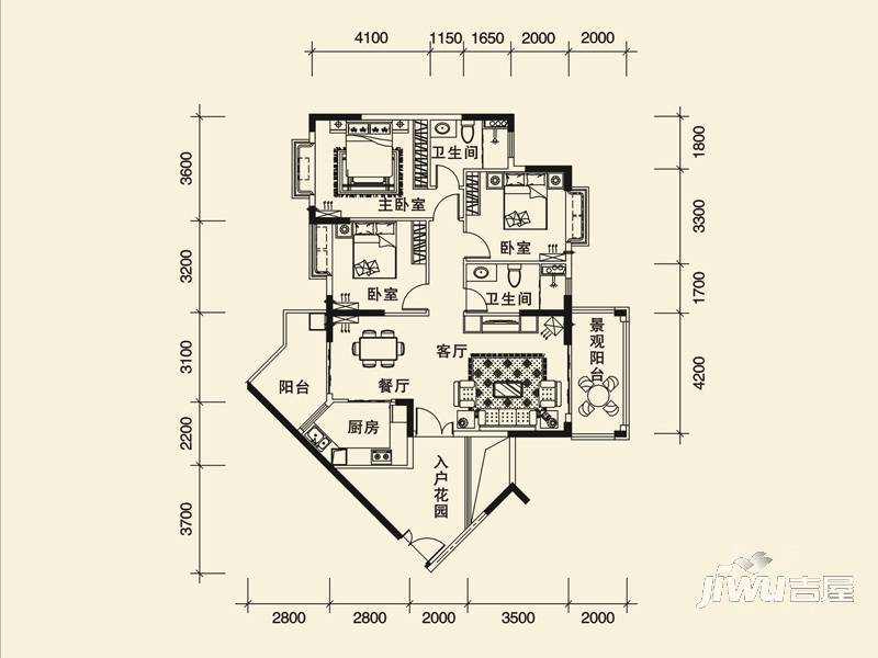 家和·水岸沁园3室2厅2卫141.2㎡户型图