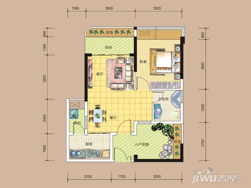 东方尊御4室2厅2卫134.1㎡户型图