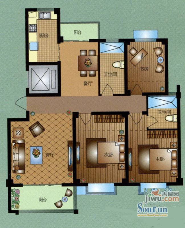 新能源华清园5室3厅2卫208.7㎡户型图