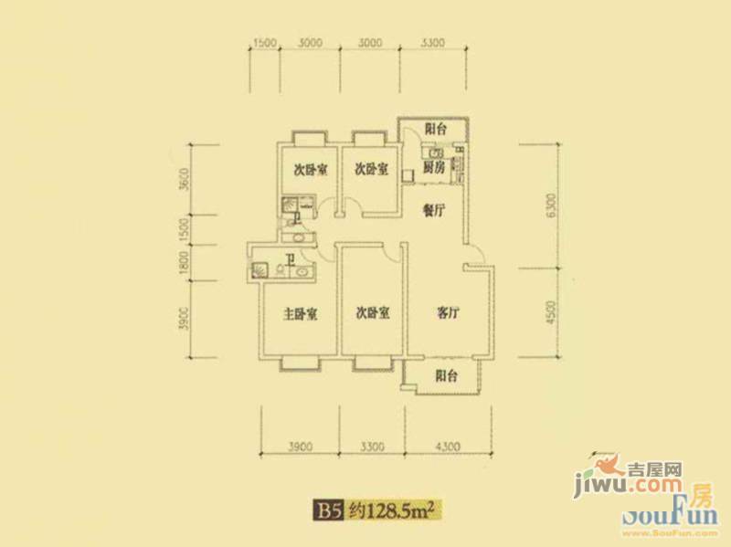 东城国际2室2厅1卫85.2㎡户型图