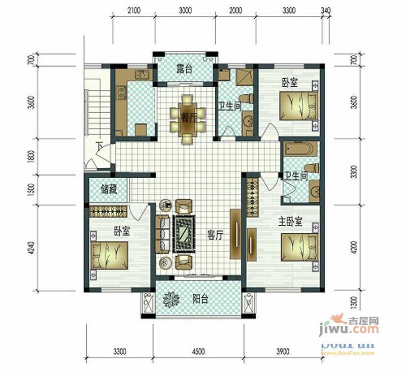 莲花一区2室2厅1卫户型图