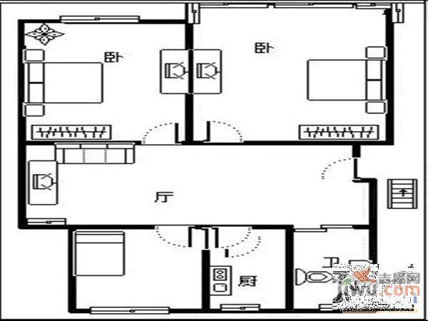 莲花一区2室2厅1卫户型图